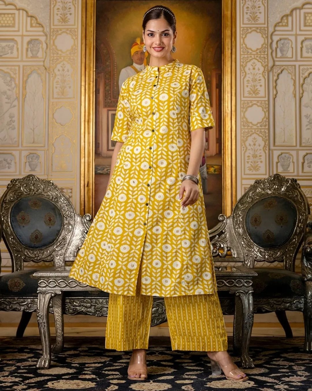 Premium cotton designer Co-ord set in Aline pattern paried with pant