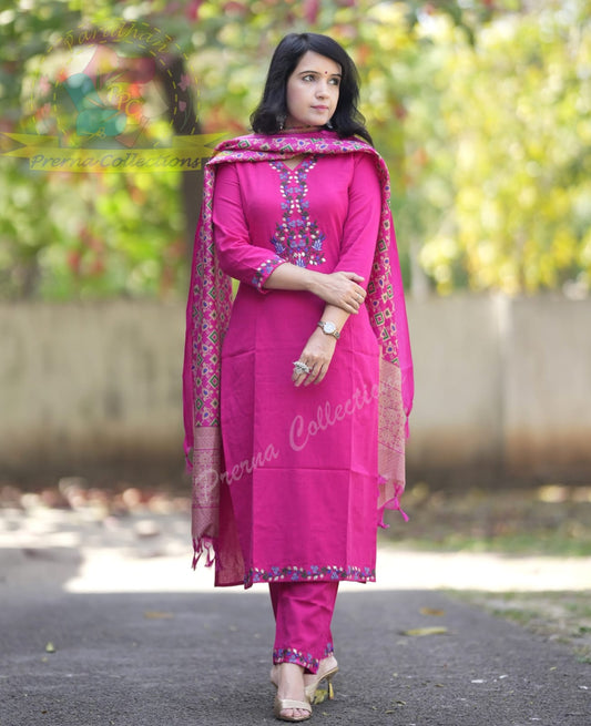 Beautiful Premium gajji Silk kurta with embroided neck line and yoke