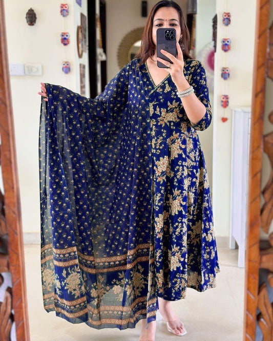 Anarkali Kurta Set With Angrakha Style For Women