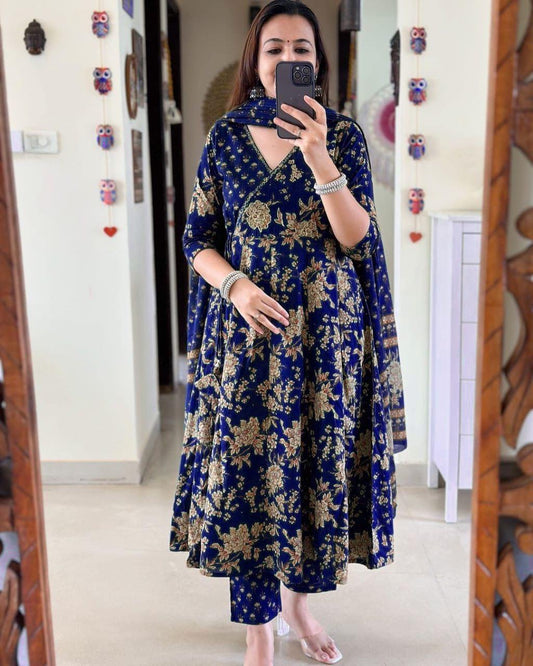 Anarkali Kurta Set With Angrakha Style For Women
