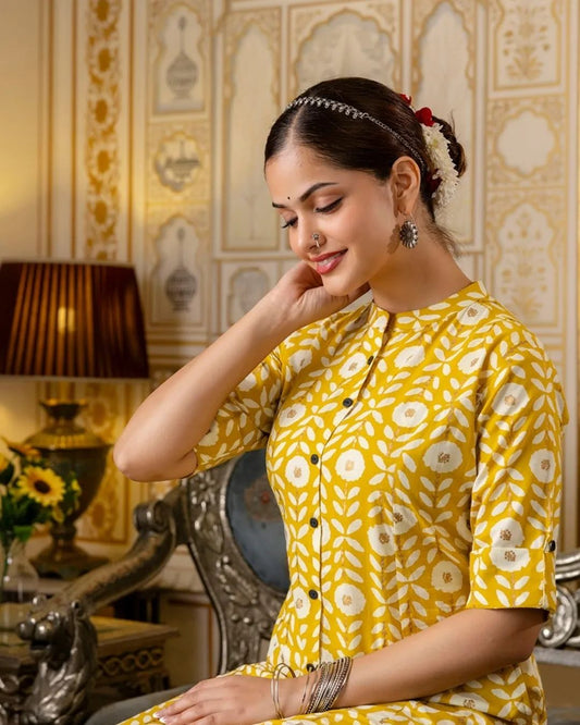 Premium cotton designer Co-ord set in Aline pattern paried with pant