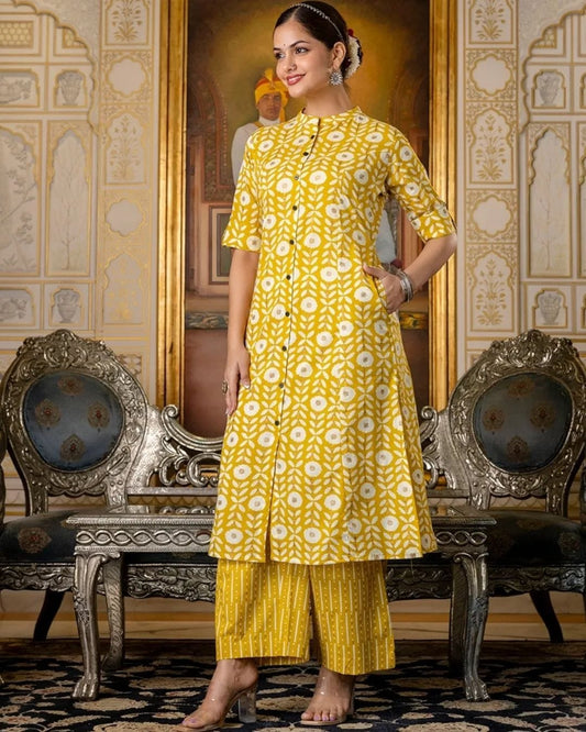 Premium cotton designer Co-ord set in Aline pattern paried with pant